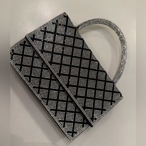 Elegant Black and Silver Rhinestone Handbag